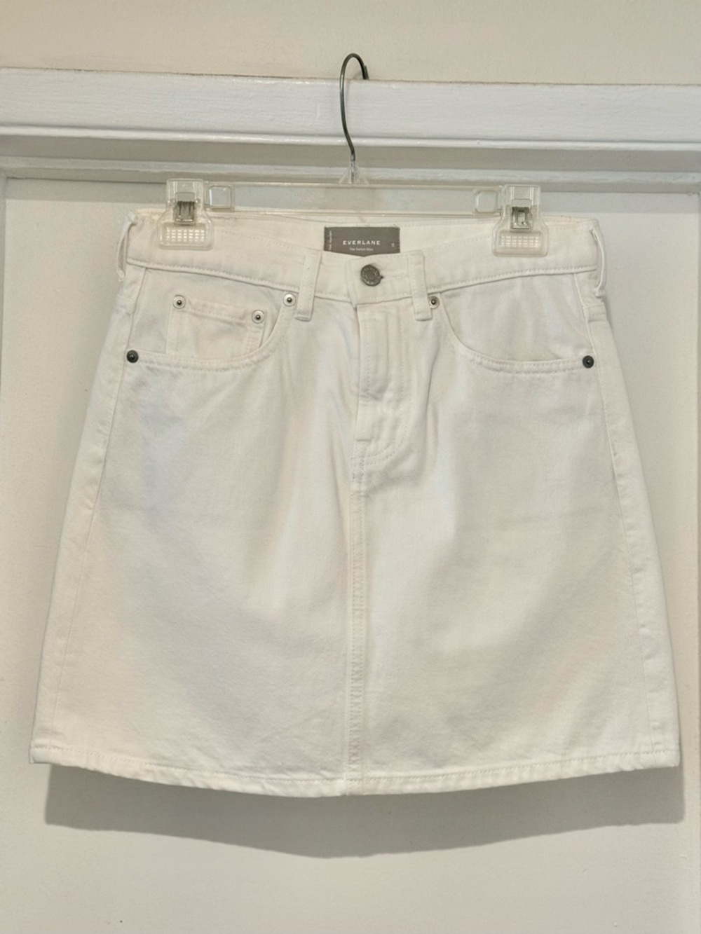NWOT Everlane The Denim Mini Skirt - Size 26 - White A-line Jean Skirt